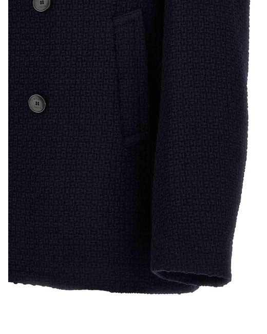 Etro Blue Peacoat Coat for men