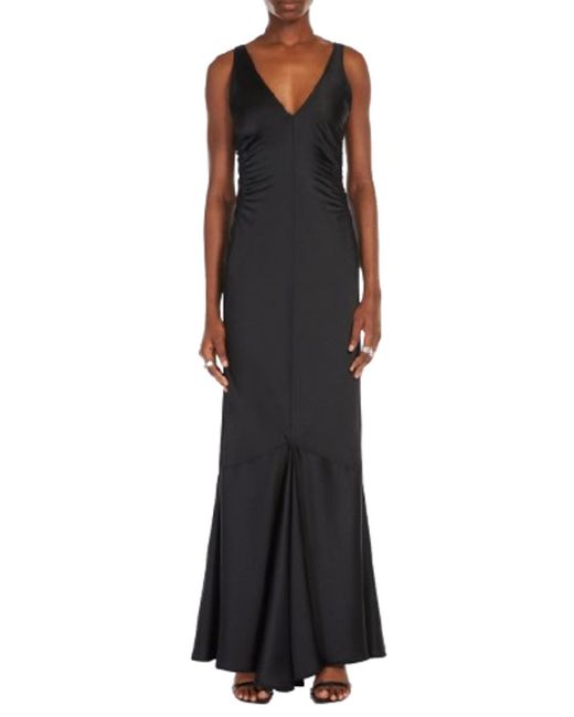 Sportmax Black Long Satin Dress Katia