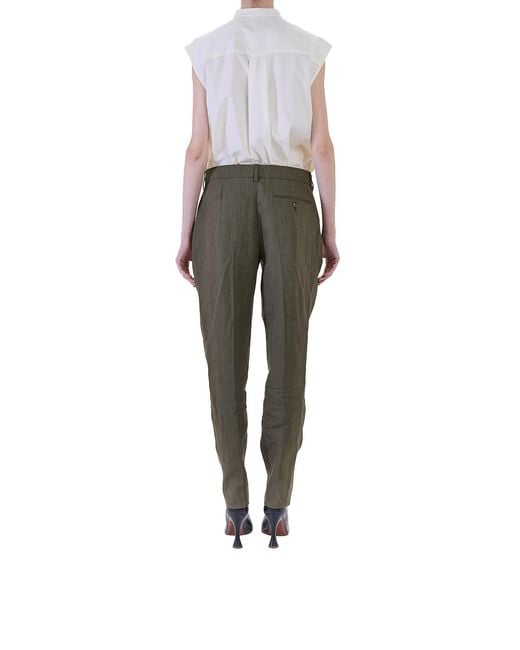 Paul Smith Gray Linen Pleated Trousers