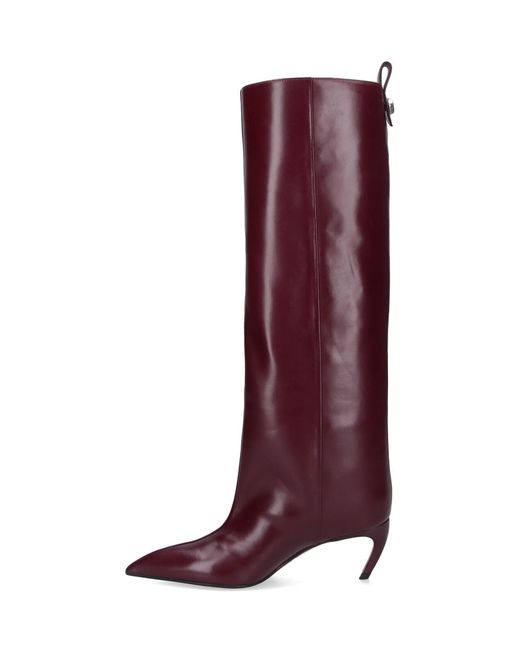 The Attico Purple Mid-Calf Leather Boots