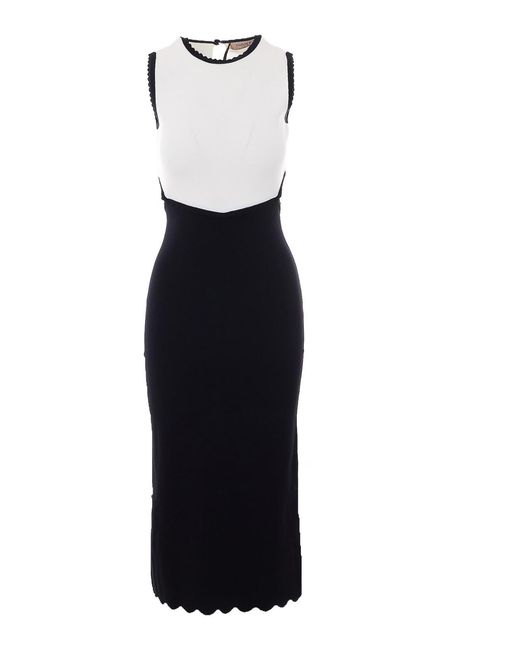 Twinset White And Bblack Long Dress