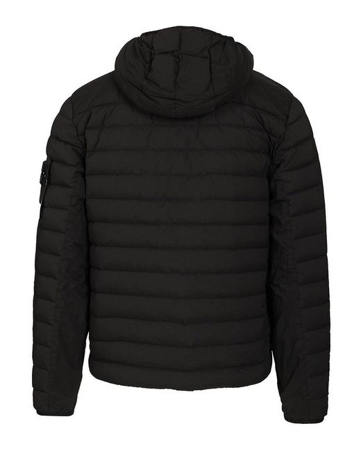 Stone Island Black Hooded Down Jacket for men