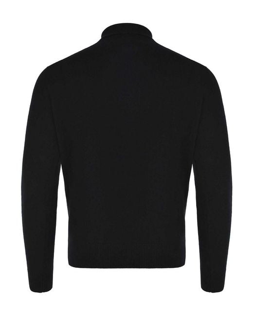 FILIPPO DE LAURENTIIS Black Polo Made Of A Wool And Cashmere Blend for men