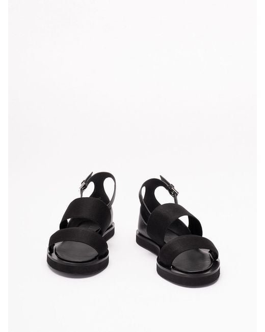 Max Mara Black Leather Flat Sandals