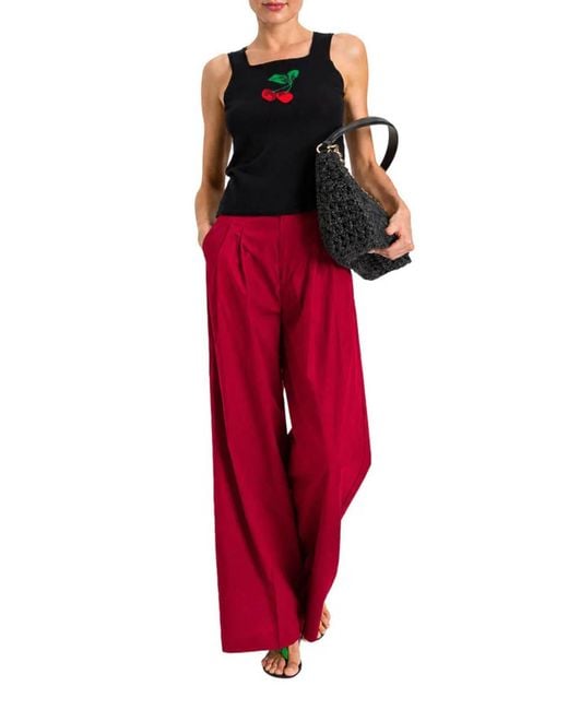 Twinset Red Loose Trousers With Detachable Belt