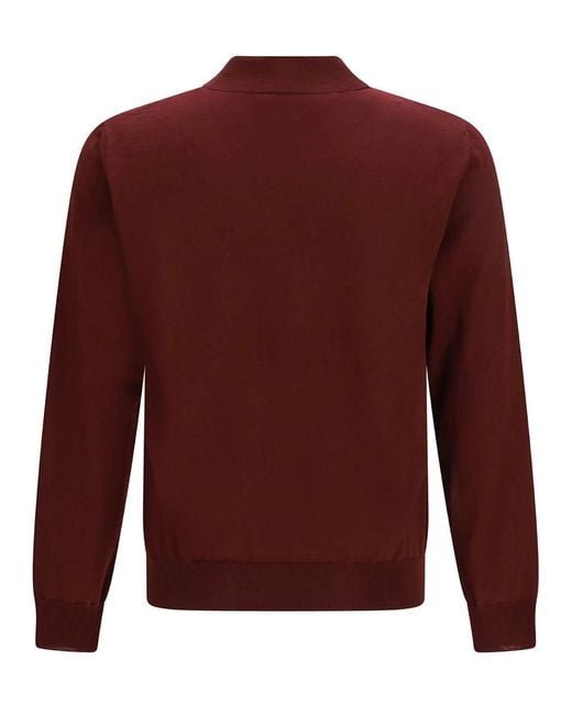 Valentino Garavani Red Wool Polo With Vlogo Embroidery for men