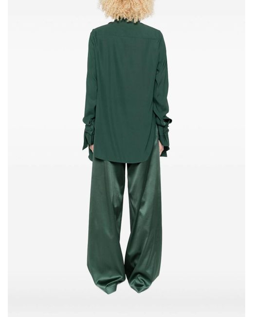 Ermanno Scervino Green Dark Blouse With Bow