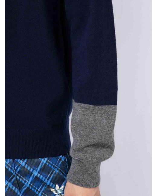 Comme des Garçons Blue Colour-block Crew Neck Sweater for men
