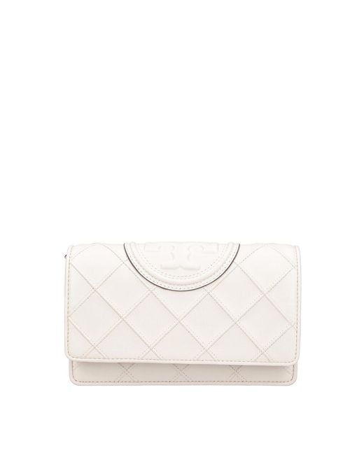 Tory Burch White Fleming Chain Wallet