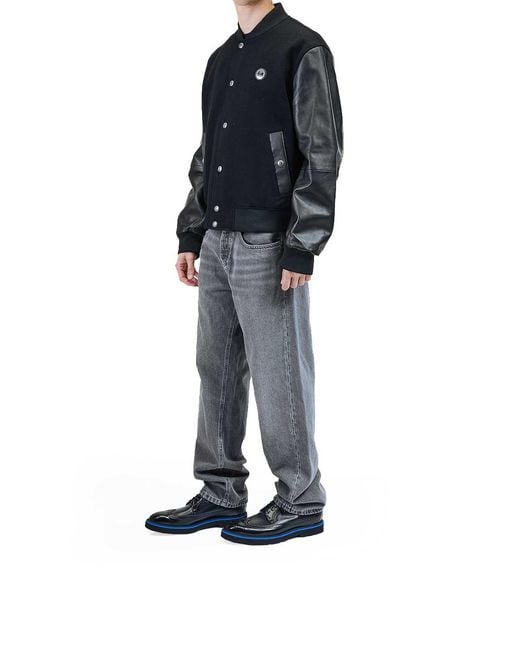 Just Cavalli Black Varsity Jacket for men