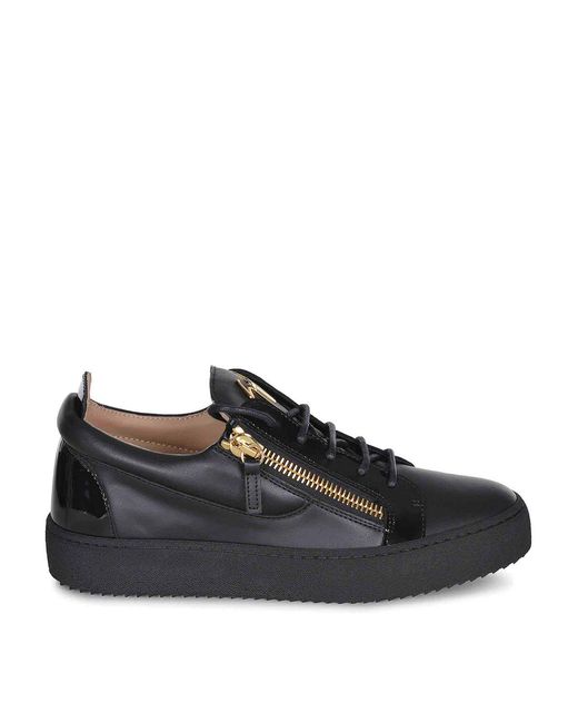 Giuseppe Zanotti Black Sneakers Made Of Leather for men