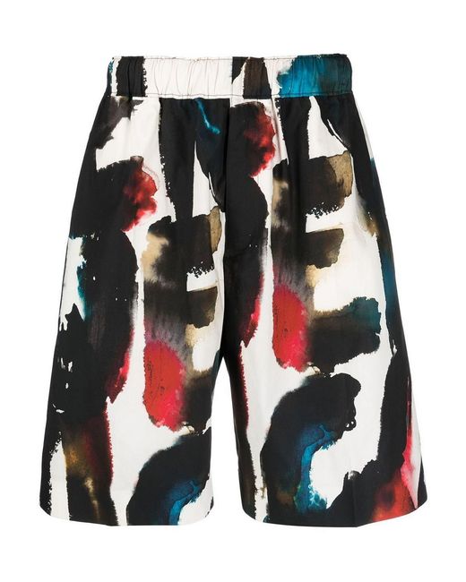 McQueen Red Multicolour Shorts for men