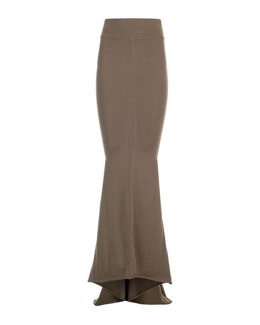 Rick Owens Brown Taupe Knit Midi Skirt