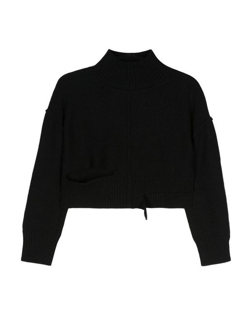 MM6 by Maison Margiela Black Cut-Out Wool Blend Jumper
