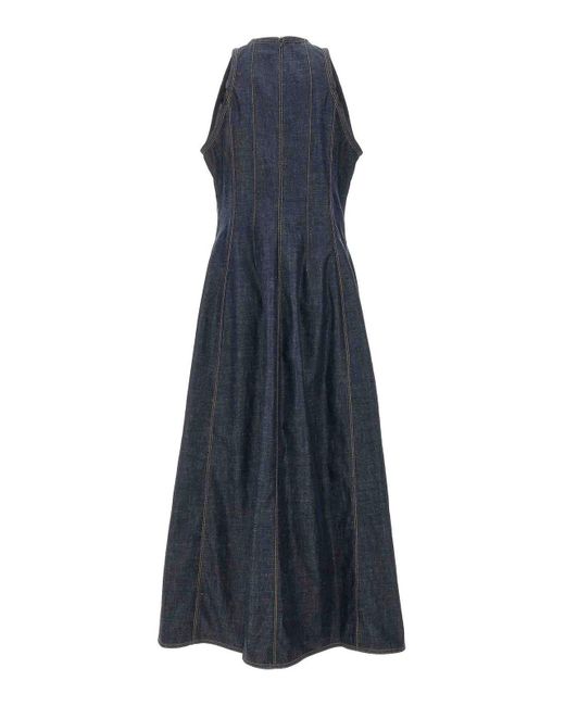 Brunello Cucinelli Blue Denim Long Dress