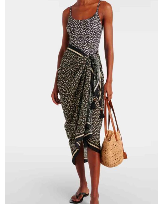 Tory Burch Gray Printed Pareo Skirt