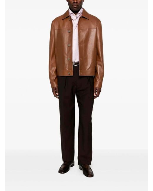 Jacob Cohen Brown 'Trucker' Leather Jacket for men