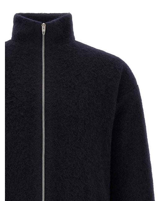 Jil Sander Blue Zipped Sweatshirt for men
