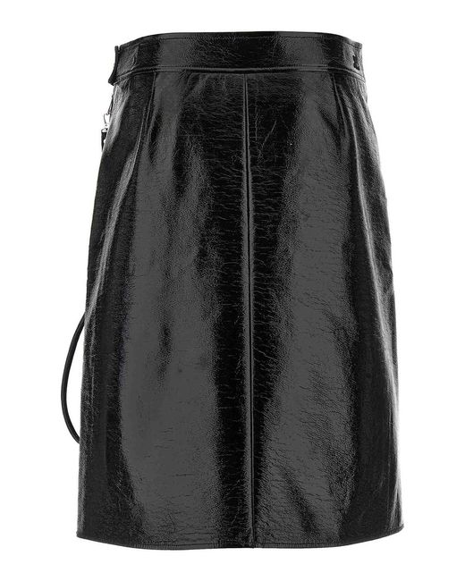 Courreges Black Vynil Midi Skirt