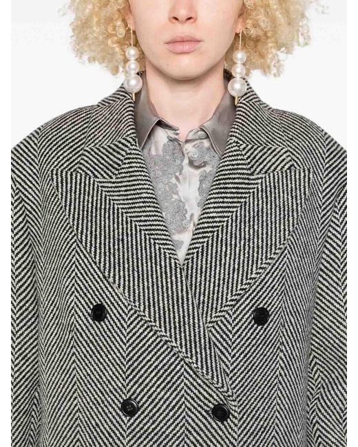 Ermanno Scervino Gray Double-Breasted Coat