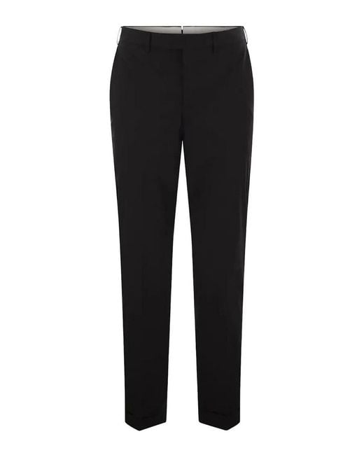 PT Torino Black Master Super Slim Stretch Gabardine Trousers for men