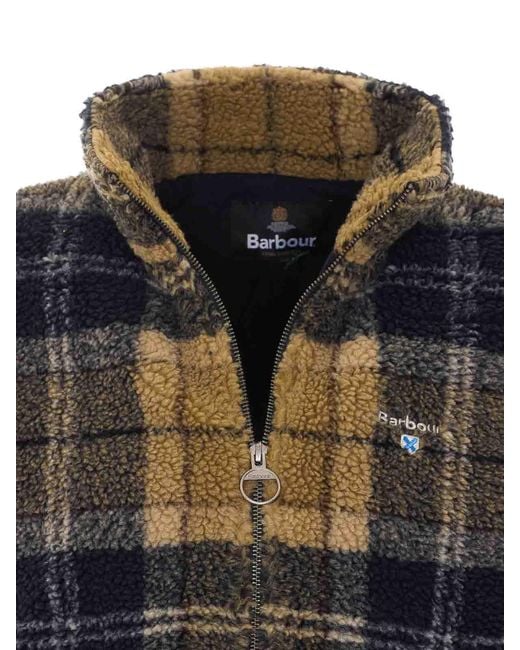 Barbour Black Tartan Fleece Zip Jacket for men