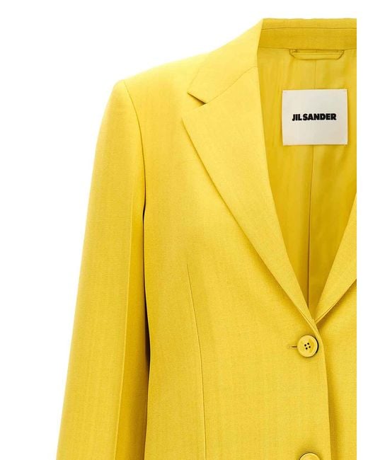 Jil Sander Yellow Single-Breasted Blazer