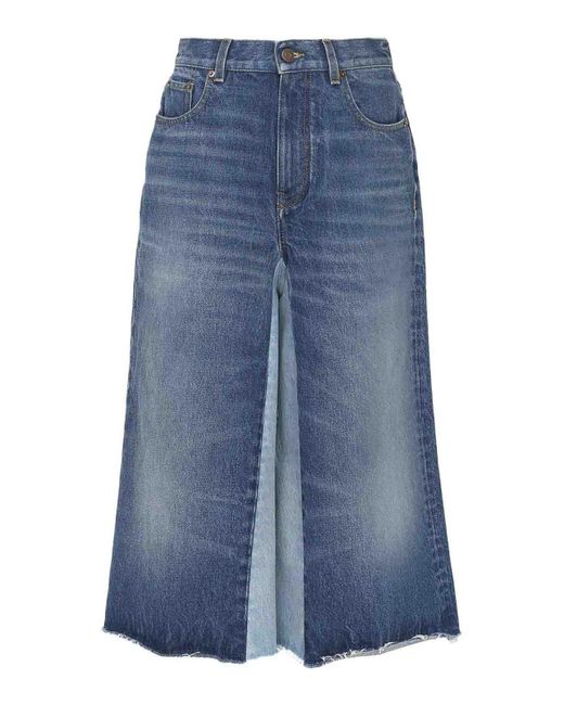 Chloé Blue Shorts Bermuda In Denim Patchwork