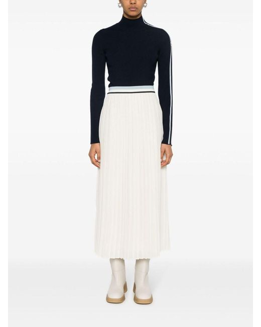 Moncler White Pleated Maxi Skirt
