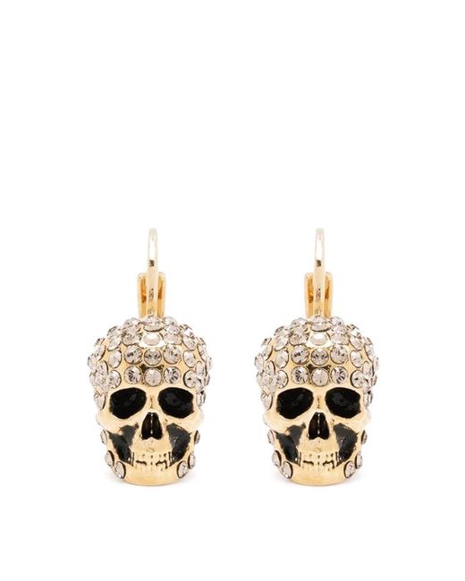 Alexander McQueen Skull Earrings With Crystal In -tone in Metallic | Lyst