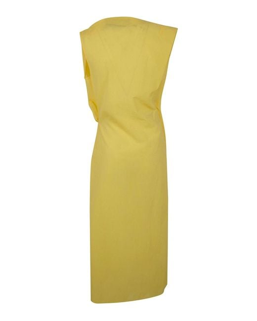 Jacquemus Yellow La Robe Drap Midi Dress