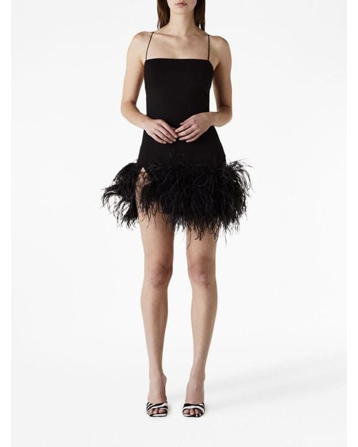 The Attico Black Fujiko Feather Trimmed Mini Dress