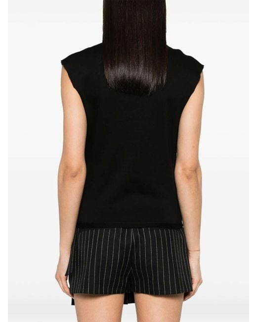 Rabanne Black Cotton T-Shirt With Chain Detail