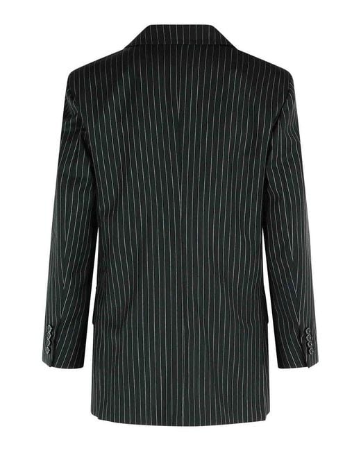 Max Mara Black Mattia Pinstriped Virgin Wool Blazer