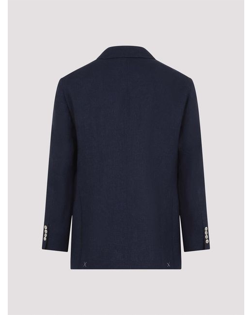 Brunello Cucinelli Blue Linen Jacket for men