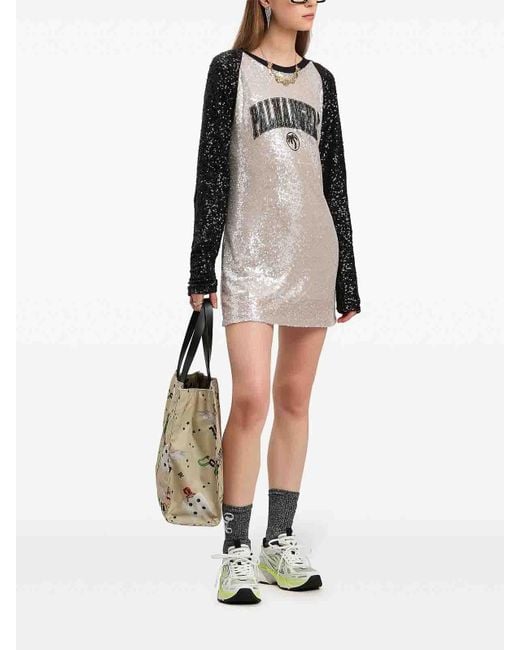 Palm Angels College Palm Sequin Mini Dress in Black | Lyst