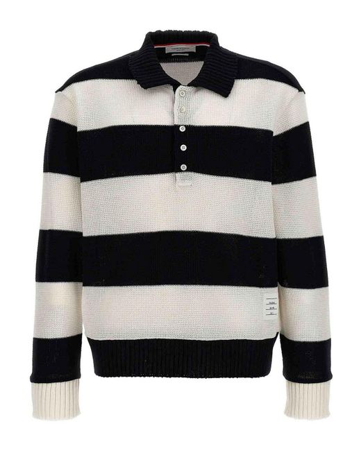 Thom Browne Black Rugby Polo Shirt for men