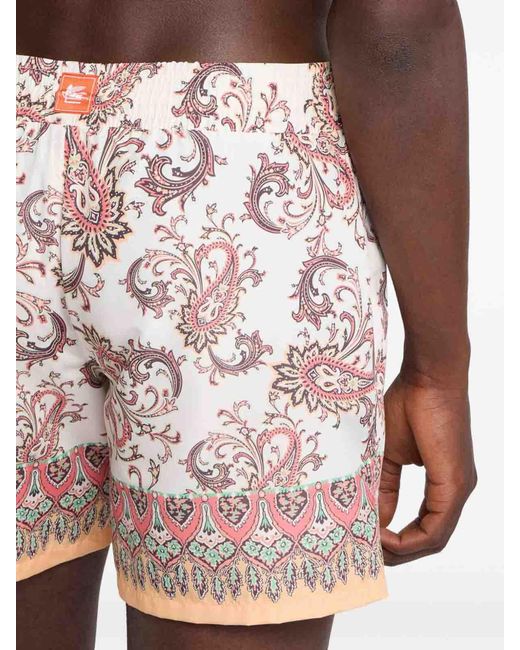 Etro Red Polyester Swim-Trunk Roma for men