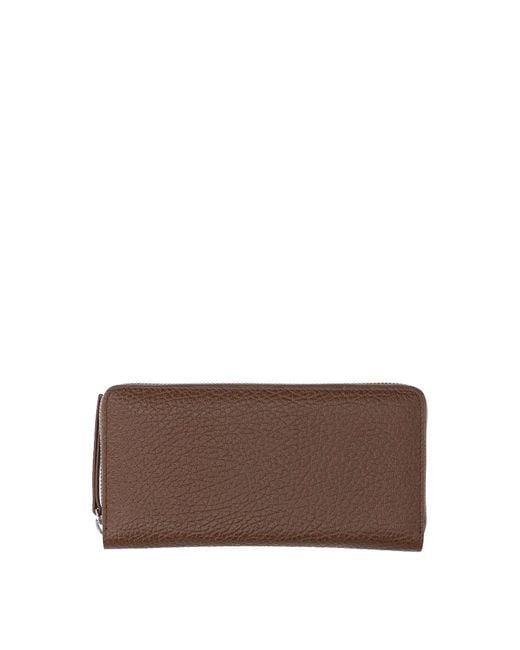 Maison Margiela Brown Four Stitches Zip Wallet