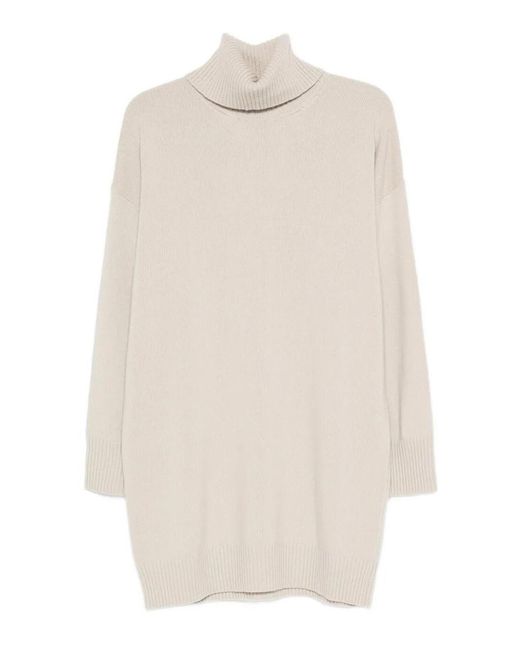 Roberto Collina White Turtleneck Dress