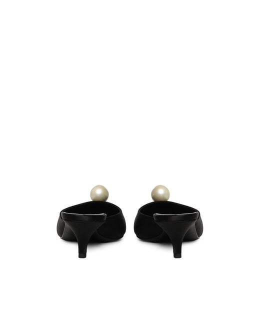 Magda Butrym Black Satin Mules With Pearls
