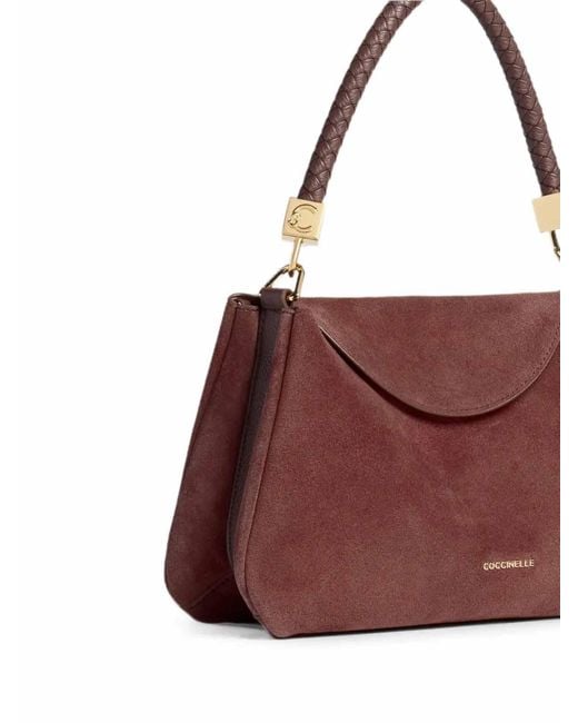 Coccinelle Purple Handbag Suede Leath/Grained Le Berry/Berry