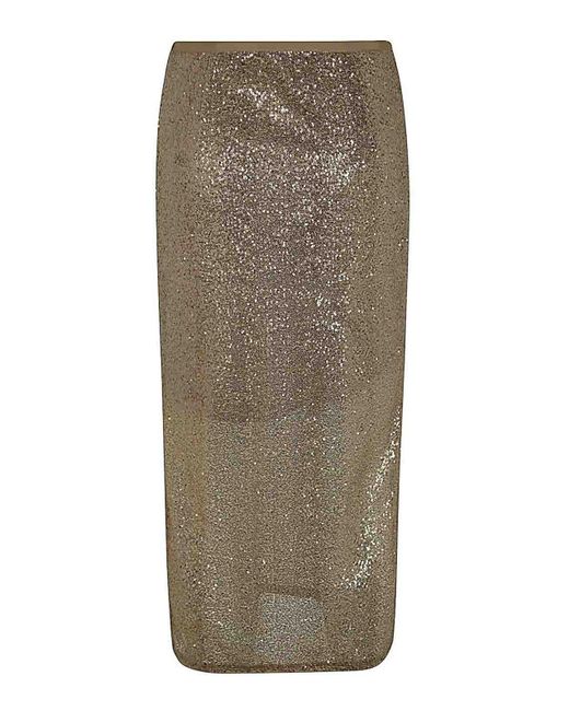 Antonelli Natural Oliver Longuette Skirt With Paillettes