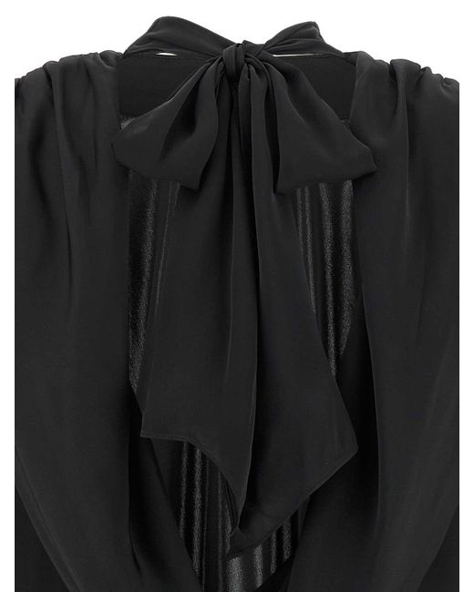 ROTATE BIRGER CHRISTENSEN Black Satin Drapy Back Top