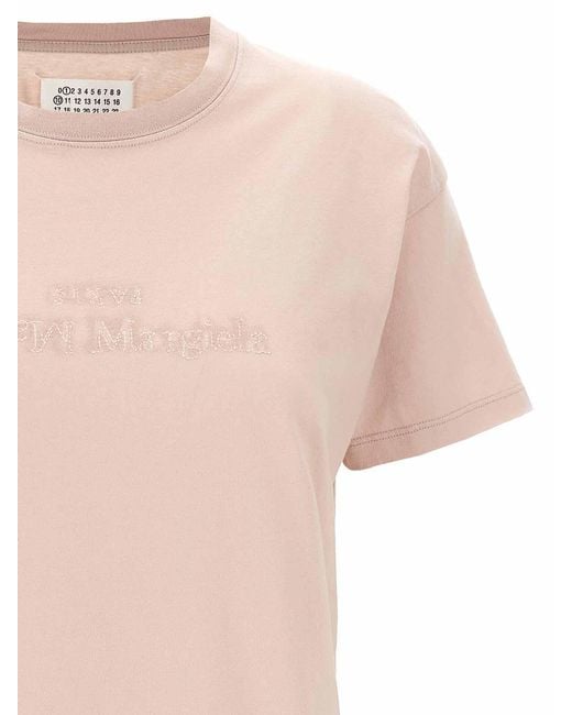 Maison Margiela Pink Logo Embroidery T-Shirt
