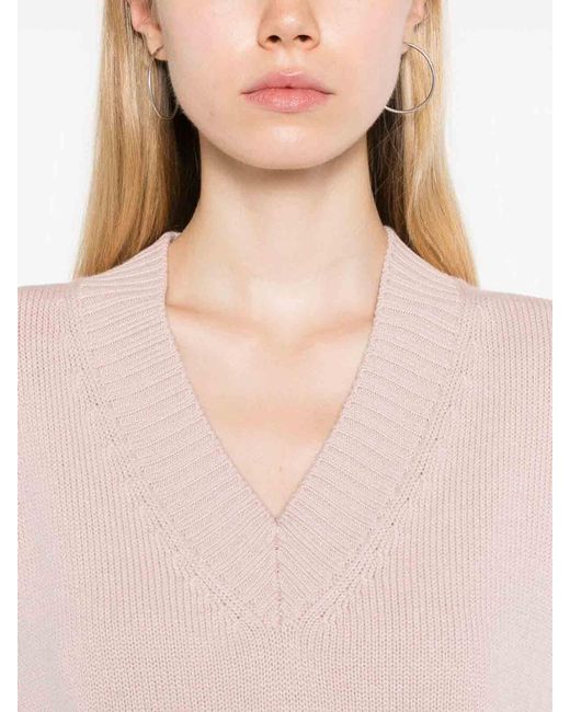 Drumohr Pink Long Sleeve Oversize V-Neck Sweater