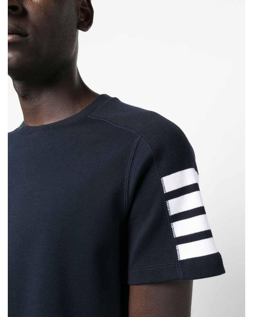 Thom Browne Blue 4-Bar Short-Sleeve T-Shirt for men