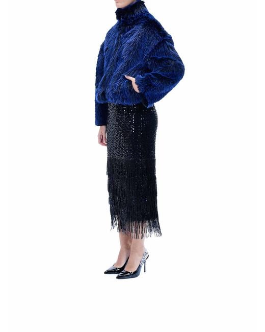 Just Cavalli Blue Fur Coat