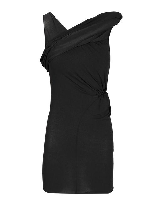 Rick Owens Black Solid One Shoulder Top