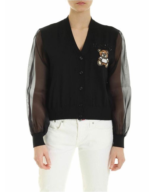Moschino Black Teddy Embroidery Cardigan